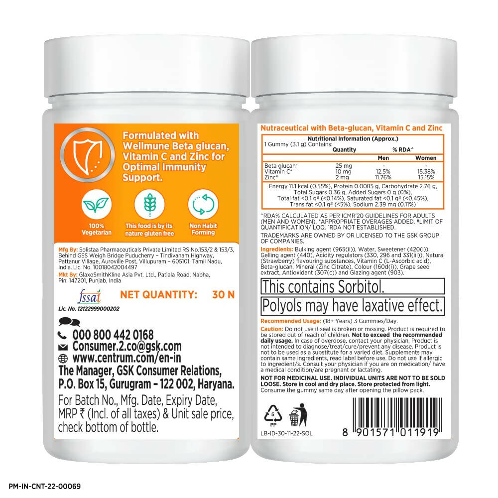 Centrum Immune Defence Gummies - Strawberry Flavor | Swadesiicart