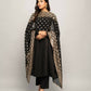 FIORRA Women's Black Creap A-Line Kurta Pant With Dupatta - Swadesiicart