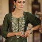 Juniper Women's Green Chinnon Printed Kurta | Swadesiicart