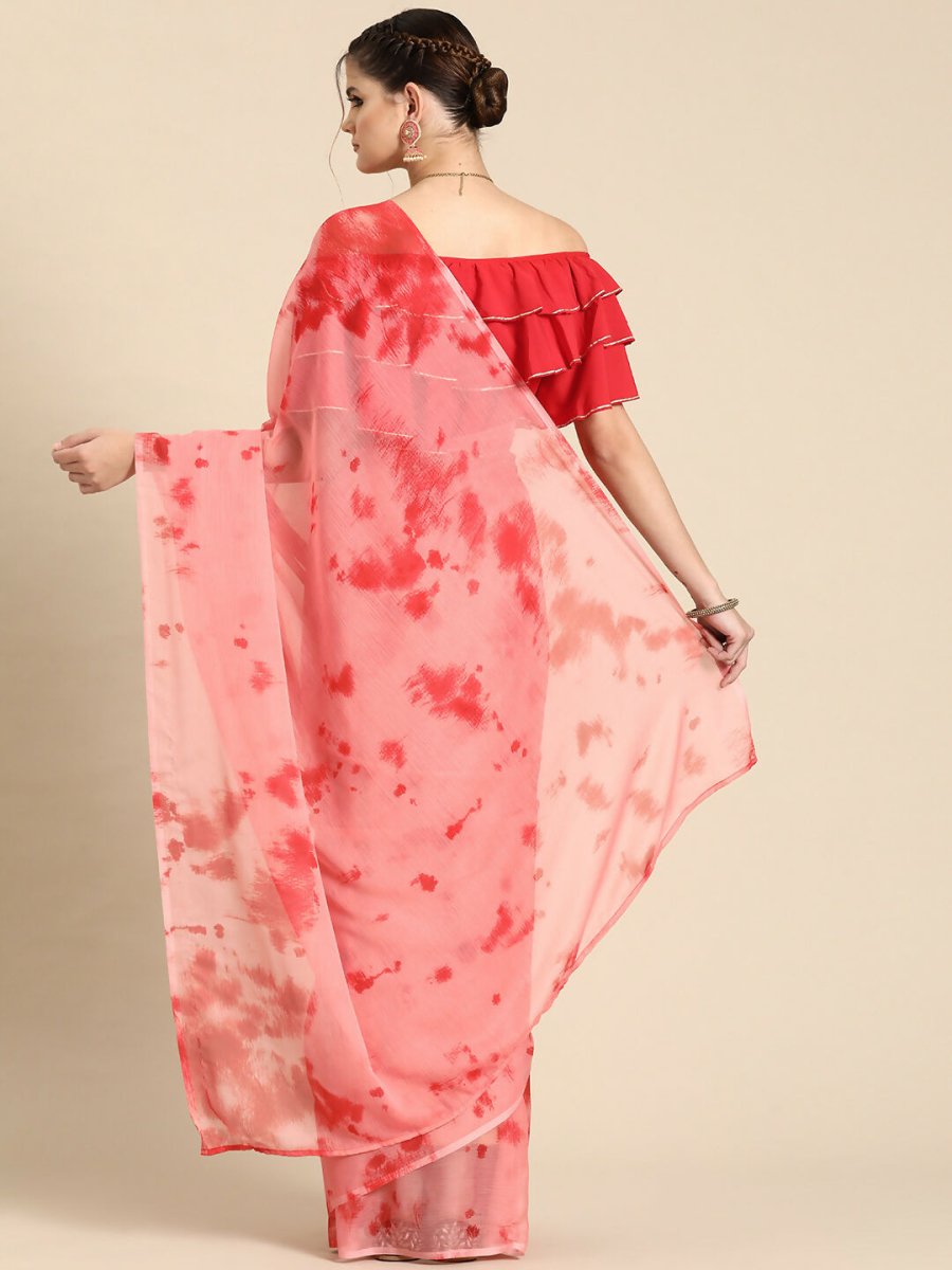 Ahalyaa Women's Traditional Semi Stitch Saree - Peach | Swadesiicart
