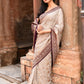 Joban Fashion Nude Grey Crepe Chiffon Pure Handloom Banarasi Silk Saree | Swadesiicart