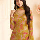 Anaita Mustard Chinon Stitched Suit with Multi Digital Print
