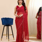 Maroon Georgette Designer Printed Ready To Wear Saree - Ibiza | Swadesiicart