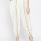 Cheera Women’s White Dhoti With Golden Lace - Cheera