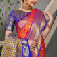 Jyoti Fashion Women's Red Kanjivaram Silk Zari Woven Saree with Blouse | Swadesiicart