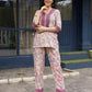 Pink Rayon abstract & Floral Printed Top with Matching Bottom - Eesha - Swadesiicart