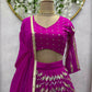 Jyoti Fashion Women's Wine Faux Georgette Sequins with Thread Embroidered Designer Lehenga Choli Set | Swadesiicart