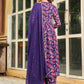 Janasya Purple Georgette Floral Kurta,Bottom & Dupatta | Swadesiicart