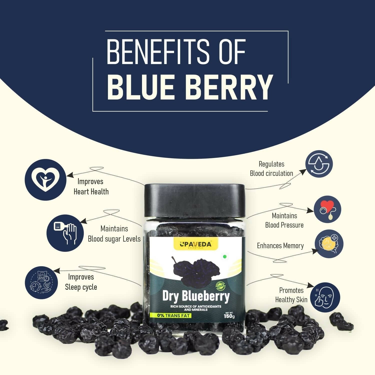 Upaveda Dry Blueberries | Swadesiicart