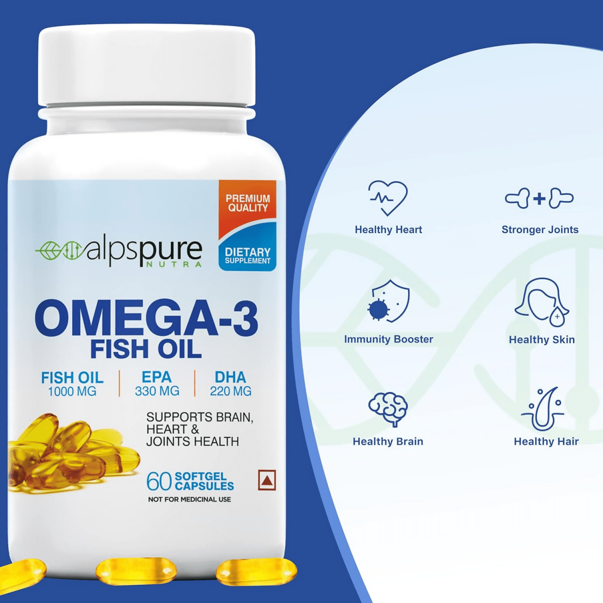 Alpspure Nutra Omega 3 Fish Oil Capsules | Swadesiicart