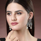 NVR Women's Floral Silver-Plated Artificial Stones and Beads Drop Earrings | Swadesiicart