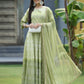 Juniper Green Santoon Slub Festive Foil Print Straight Lehnga Choli Set For Women | Swadesiicart