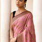 Joban Fashion Nude Pink Crepe Chiffon Pure Handloom Banarasi Silk Saree | Swadesiicart