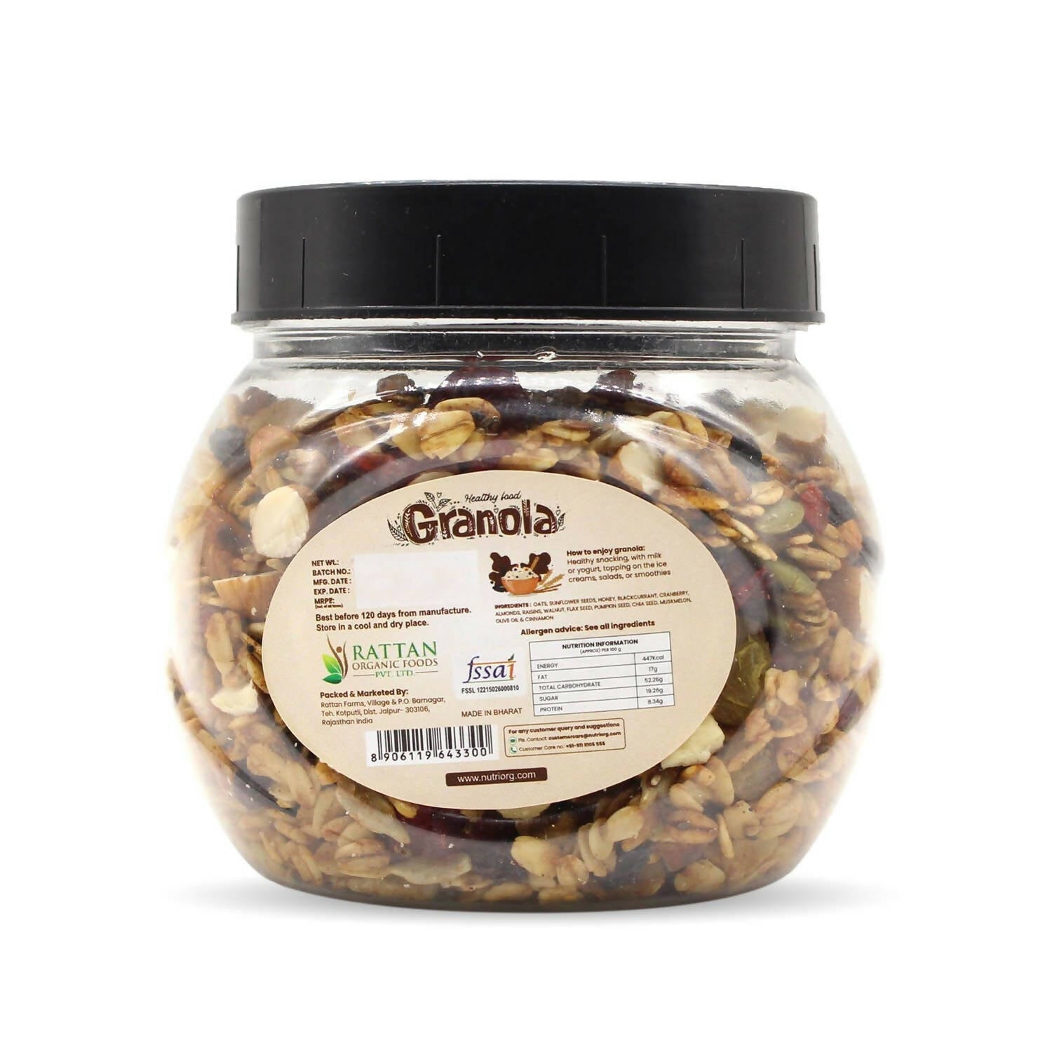 Nutriorg Crunchy Granola Seeds & Dry Fruit Flavor - Swadesiicart