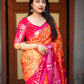 Orange Jute Silk Printed Saree with Unstitched Blouse - Hiral Fashion | Swadesiicart