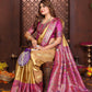 Aastha Fashion Yellow Tissue Silk Weaving Saree