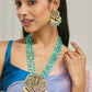 Nuyug 22K Gold-Plated Zircon Studded & Stone Beaded Strings Necklace Set | Swadesiicart