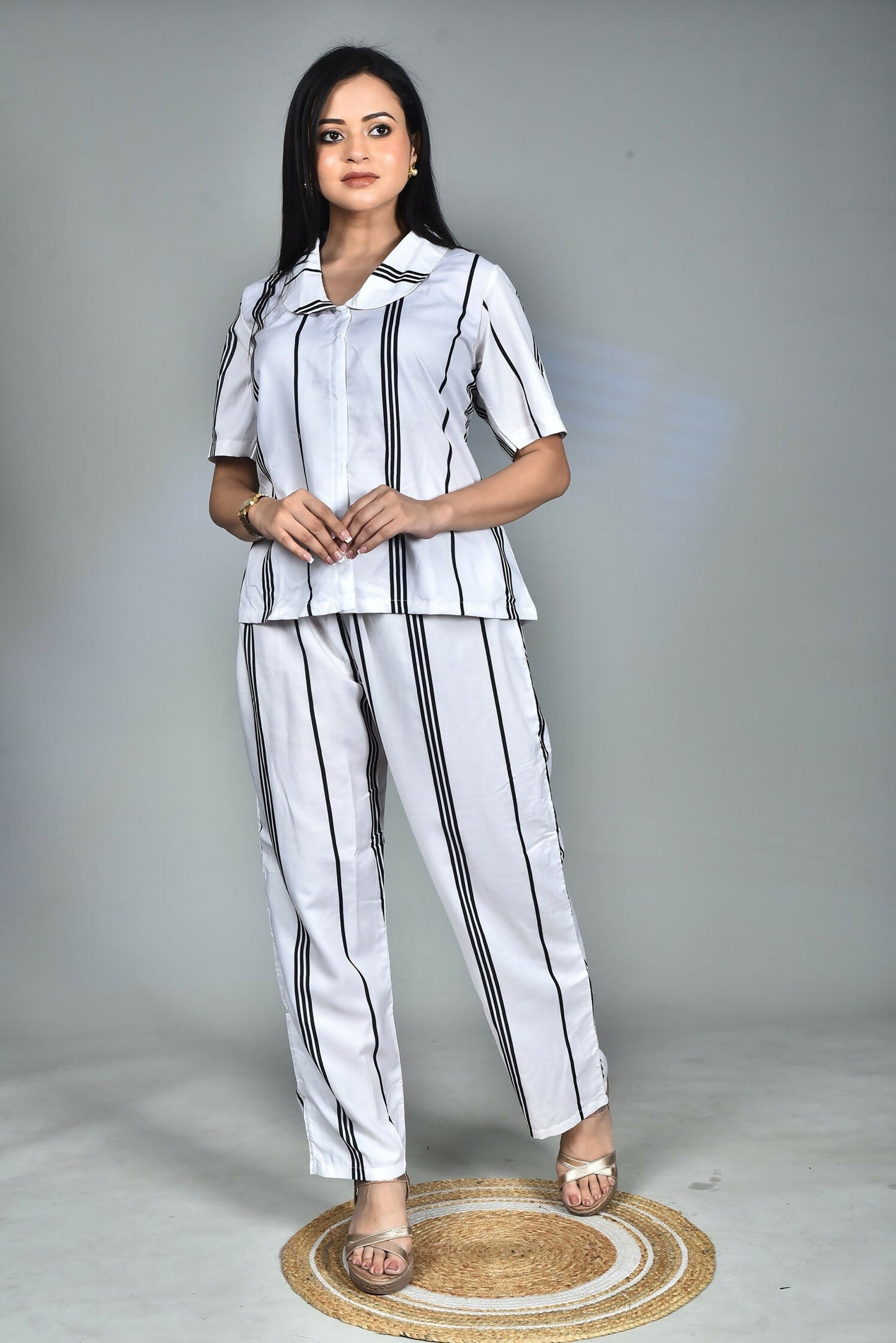 Morchari Digital Print Semi Muslin Co-Ord Set Top & Trouser-Multicolor - Swadesiicart
