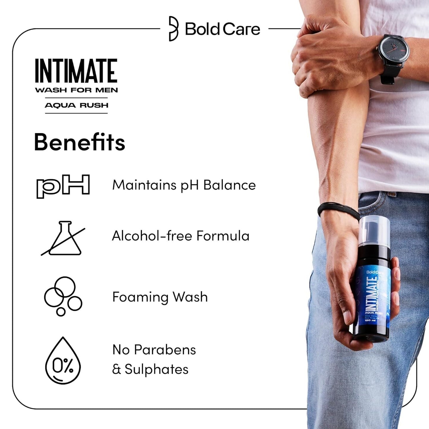Bold Care Aqua Rush Intimate Wash for Men | Swadesiicart