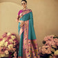 Vishnu Weaves Women's Rama Paithani Silk Saree with Blouse - Swadesiicart