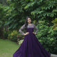 Jyoti Fashion Women's Purple Sequins Zari Embroidered Faux Georgette Anarkali Dress | Swadesiicart