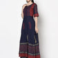Aniyah Rayon Navy Blue Color Block Print Anarkali kurta (AN-177K)