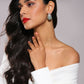 Aqua & Silver Diamond Hoops Earrings- Ruby Raang | Swadesiicart
