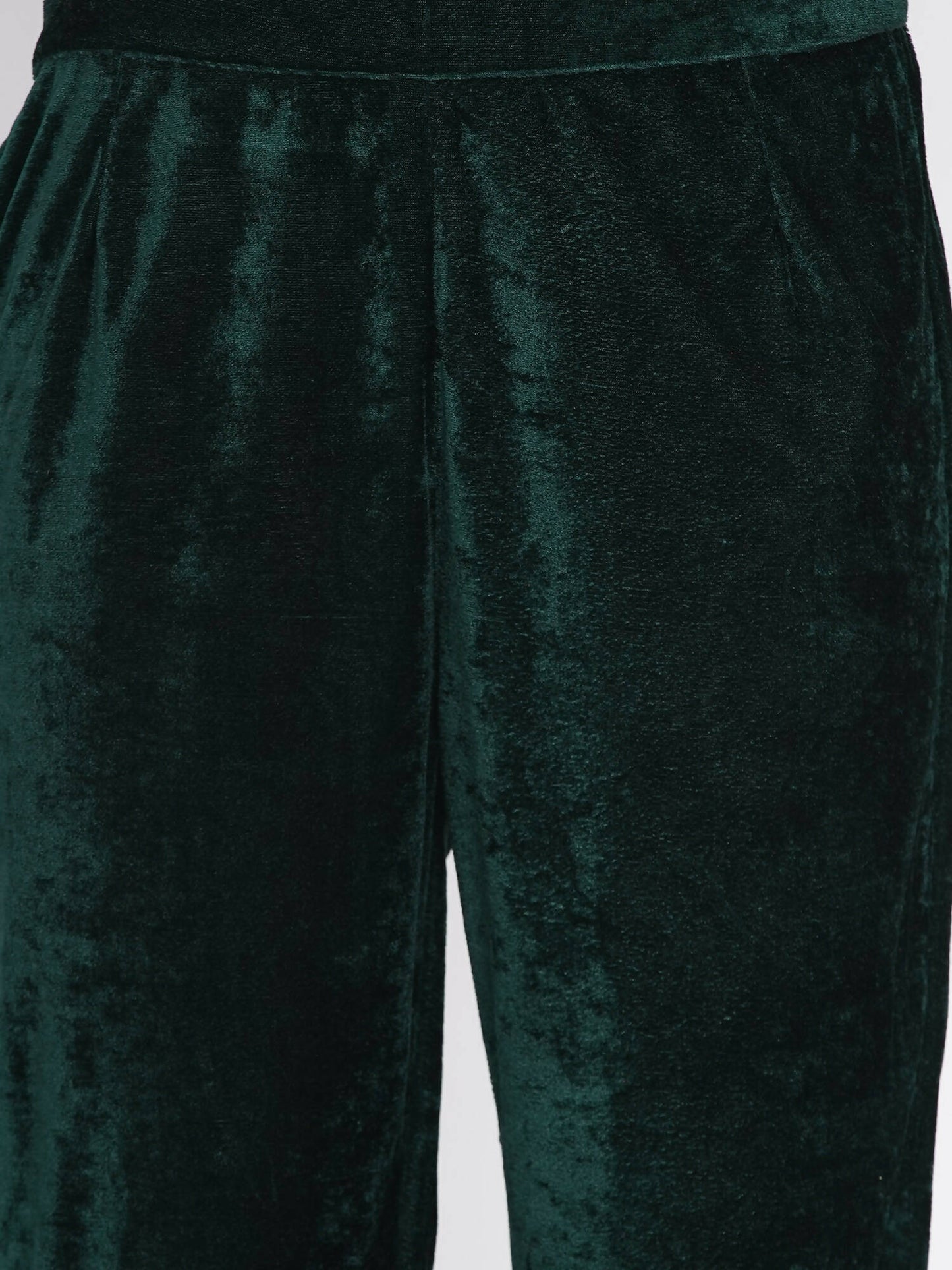 Women Republic Green Velvet Embroidered Kurta With Pant | Swadesiicart