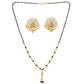 AanyaCentric Gold-Polished Short Mangalsutra Set with Earrings