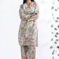 Breathables Women’S Loungewear Long Kurta Co-Ord Set Cotton Cream Floral Print