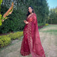 Vamsee Aaisa Maroon Organza Saree - Swadesiicart