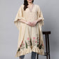 Ahalyaa Women Beige Pure Cotton Floral Printed Kaftan Kurta | Swadesiicart