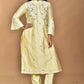 Morchari Women And Hand Embroidery Co-Ord Set-Lemon- Yellow - Swadesiicart