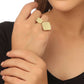 NVR Women Gold-Polished Adjustable Finger Ring | Swadesiicart