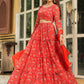 Janasya Red Georgette Floral Lehenga Choli Dupatta | Swadesiicart