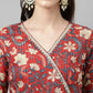 FIORRA Women's Maroon Pure Cotton Flared Kurta Pant With Dupatta - Swadesiicart