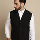Even Apparels Men's Black Waistcoat with Notched Lapel | Swadesiicart