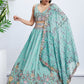 House of Panchhi Mauve Chiffon Sequins And Thread Embroidery Lehenga Choli & Dupatta | Swadesiicart