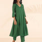 trueBrowns Green Cotton Dobby Kurta Pant Set | Swadesiicart