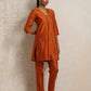 trueBrowns Orange Silk Kurta Co-ord Set - Swadesiicart