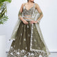 House of Panchhi Teal - Georgette Sequins, Mirror And Thread Embroidery Lehenga Choli | Swadesiicart
