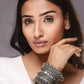 Tehzeeb Creations Women's Silver Colour Oxidised Bangle With Kundan - Swadesiicart