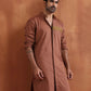 trueBrowns Men's Brown Cotton Front Open Kurta | Swadesiicart