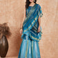 InWeave Women's Teal Shaded Lurex Frill Sharara Saree - Swadesiicart