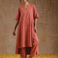 trueBrowns Blush Gold Cotton Relaxed High-Low Kurta Set | Swadesiicart