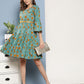 InWeave Women's Blue Mustard Print Short Dress - Swadesiicart