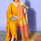 InWeave Women's Mustard Mirror Work One Shoulder Kurta Set With Dupatta - Swadesiicart