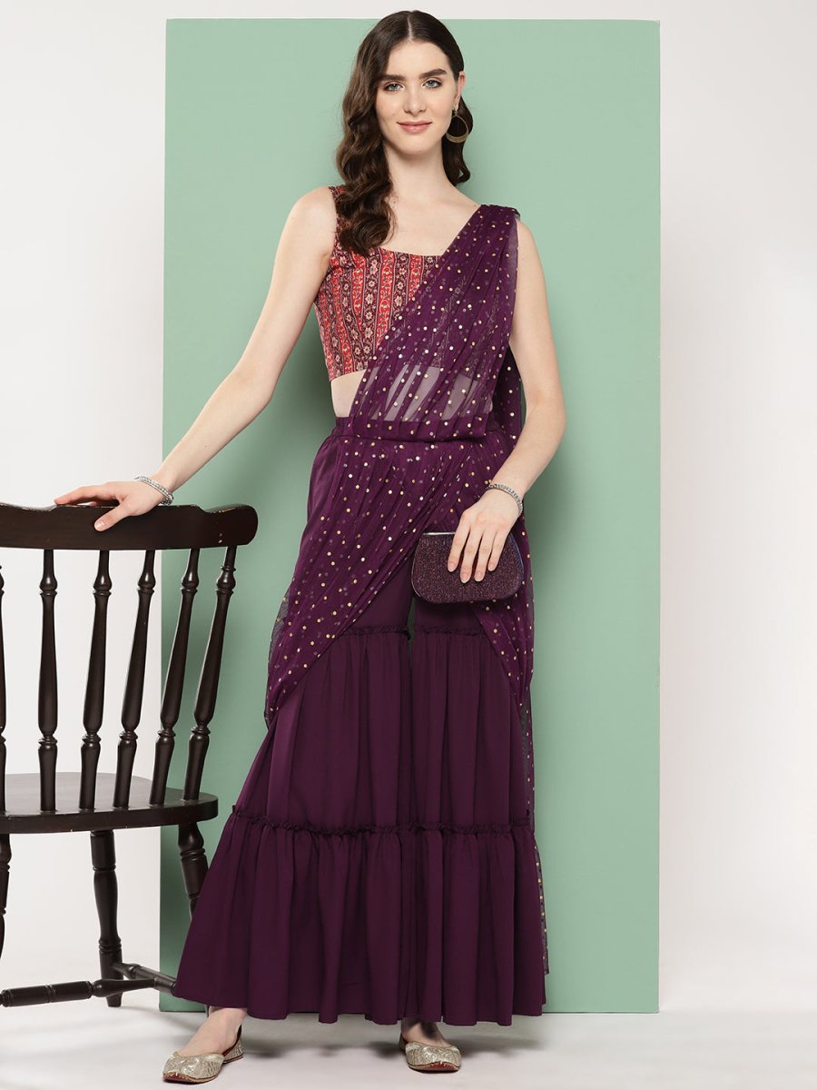 Ahalyaa Printed Ethnic Co-Ords with Draped Dupatta - Swadesiicart