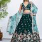 House of Panchhi Teal Pure Georgette Sequins And Thread Embroidery Lehenga Choli & Dupatta | Swadesiicart
