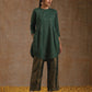 trueBrowns Dark Green Gold Cotton Side Gather Co-Ord Set - Swadesiicart